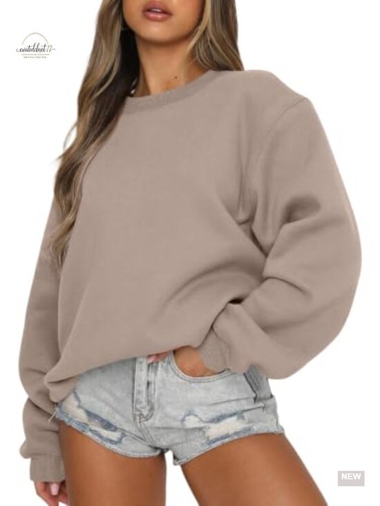 Tops - Oversized Fleece Lined Crewneck Sweatshirt Pullover Y2K